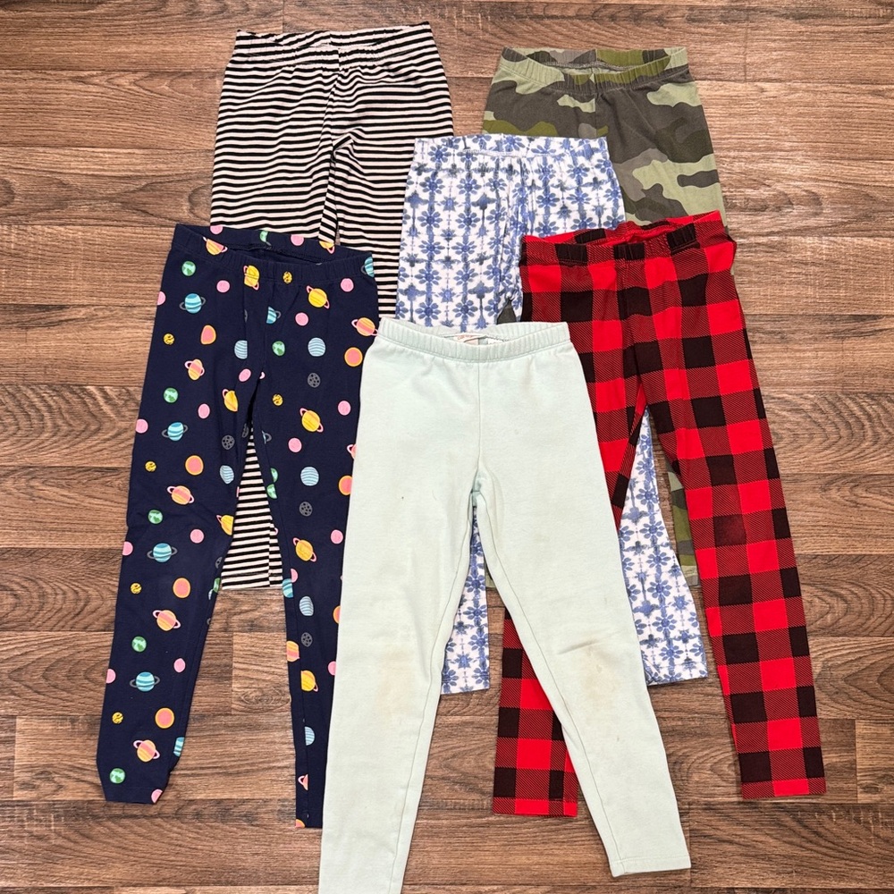 Kids Patterned Leggings Set - Black, Green, Blue